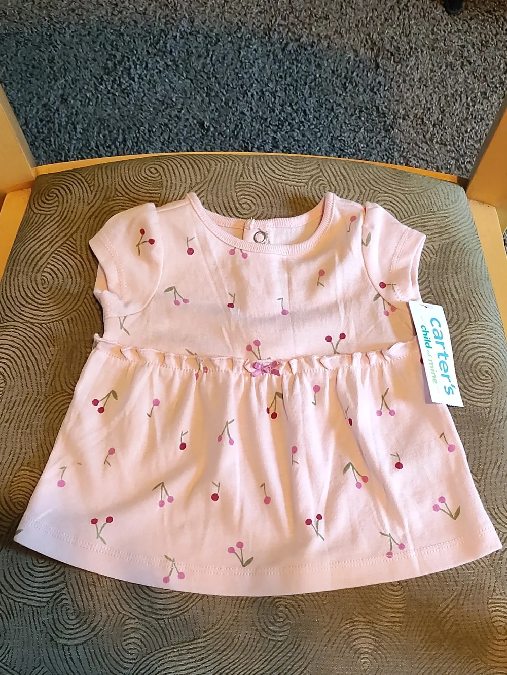 Carter's Child Of Mine Baby Pink Cherry Print Dressy Dress 0-3 Months Old